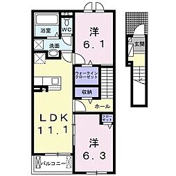 ホップIII 2LDKの間取図画像