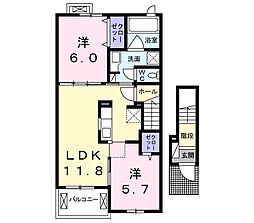 レグルスみなみ3 2LDKの間取図画像