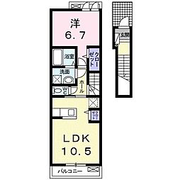 ミルト膳所　Ｃ 2階1LDKの間取り
