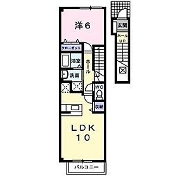 カルティベイト篠栗北1 1LDKの間取図画像