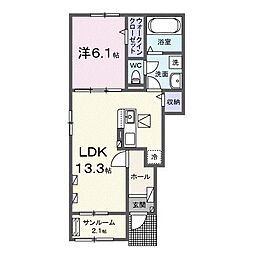 H-ange I 1LDKの間取図画像