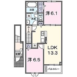 キュートレジデンスB 2LDKの間取図画像