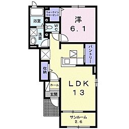 メゾンドヴァンベールA 1LDKの間取図画像