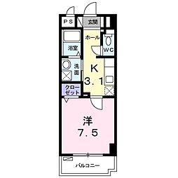 ラ・ルミエール 1Kの間取図画像