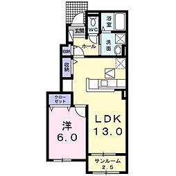 パルフェ 1LDKの間取図画像