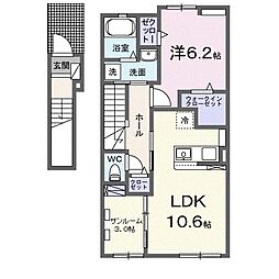 オーブ 1LDKの間取図画像