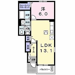 アンジュ　ボヌール 1階1LDKの間取り
