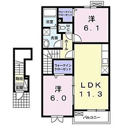 リバーサイド西浜Ｂ 2階2LDKの間取り