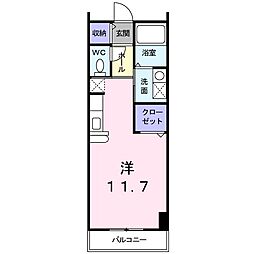 キューズ・リヴィエール ワンルームの間取図画像