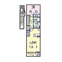ラ　ヴェリーテ 2階1LDKの間取り