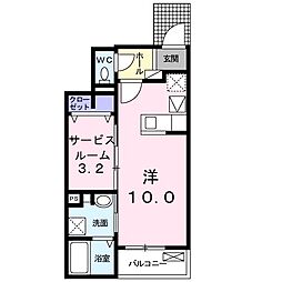 JR総武本線 稲毛駅 バス6分 熊野神社下車 徒歩4分の賃貸アパート 1階ワンルームの間取り