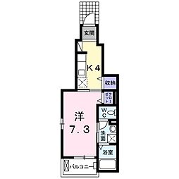 メゾンサンリル 1Kの間取図画像