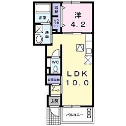 エスポワール花園C 1LDKの間取図画像