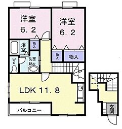 レジデンスさくら台B 2LDKの間取図画像