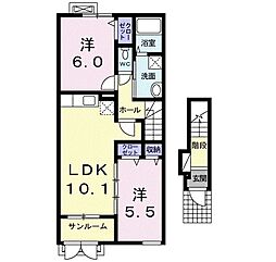 ボヌール・プリエ1 2LDKの間取図画像