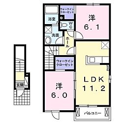 フロイデ・カナゲン坂井1 2LDKの間取図画像