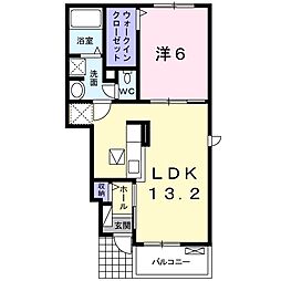サンシャイン 1階1LDKの間取り