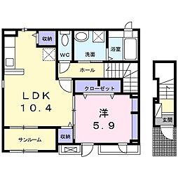 サニーコート 1LDKの間取図画像