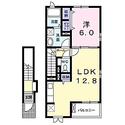 エスポワールヒル富谷太子堂 1LDKの間取図画像