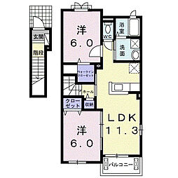 アインシュッツエンゲルII 2階2LDKの間取り
