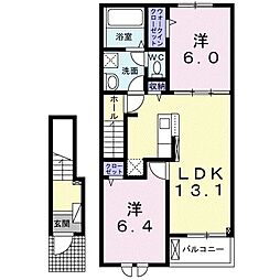 アンベリール 2LDKの間取図画像