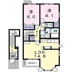 ポン・ピエールローズ 2LDKの間取図画像