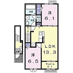 エムティハウスVI 2LDKの間取図画像