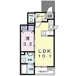 カトレアI 1LDKの間取図画像