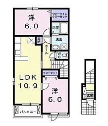 プラスターラー.トモ参番館 2LDKの間取図画像