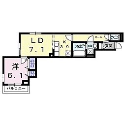 エスポワール立葉 1LDKの間取図画像