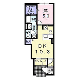 プラシード 1LDKの間取図画像
