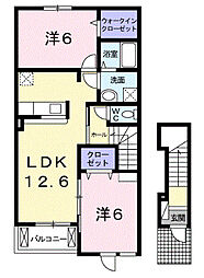 ソレイユ　Ｓ 2階2LDKの間取り