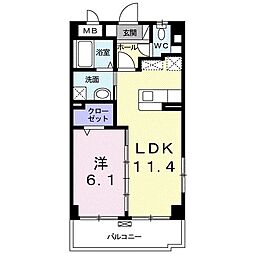 星ハウス 1LDKの間取図画像
