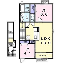 のぞみ 2階2LDKの間取り