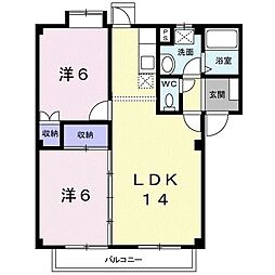 コートピアB 2LDKの間取図画像