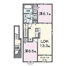 ヤマヨハイツ 2LDKの間取図画像