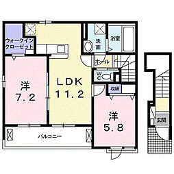 パンプA 2LDKの間取図画像