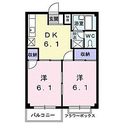 倉持ハイツパート2 2DKの間取図画像