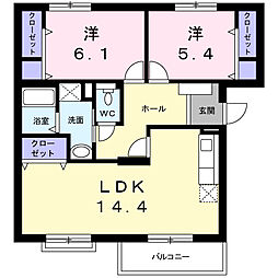 アーバンサクライC 2LDKの間取図画像