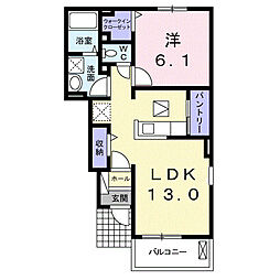 レユシールB 1LDKの間取図画像