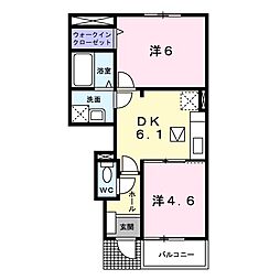 バーミィ・アールII 1階2DKの間取り