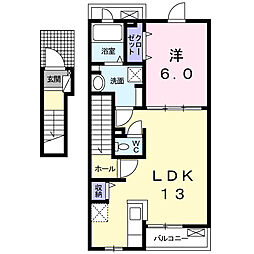 シェトワ 2階1LDKの間取り