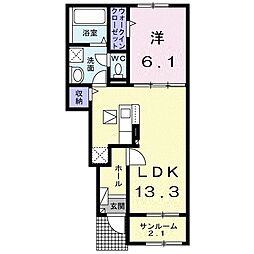ヌーヴォー・リジェルIII 1LDKの間取図画像