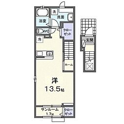 アルドーレIII ワンルームの間取図画像