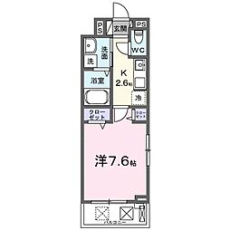 グレイス・エム 1Kの間取図画像