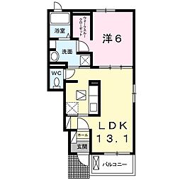 ヴィル川棚 1LDKの間取図画像