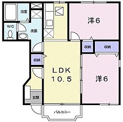ストーンウェルI 1階2LDKの間取り