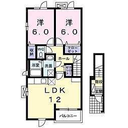 バロンアン 2LDKの間取図画像