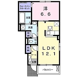 シエロ・ガーデン国府A 1LDKの間取図画像