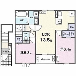 ユニヴェールスター 2LDKの間取図画像